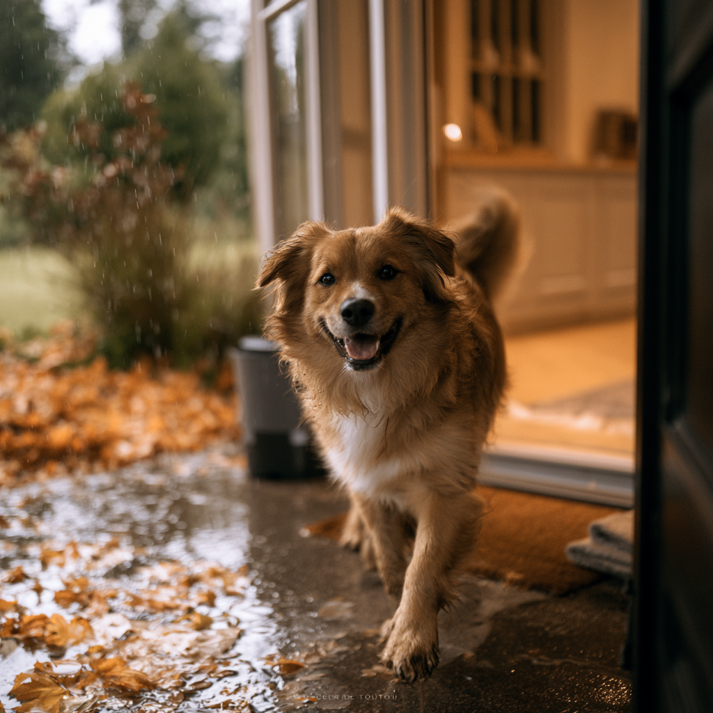 promener son chien sous la pluie