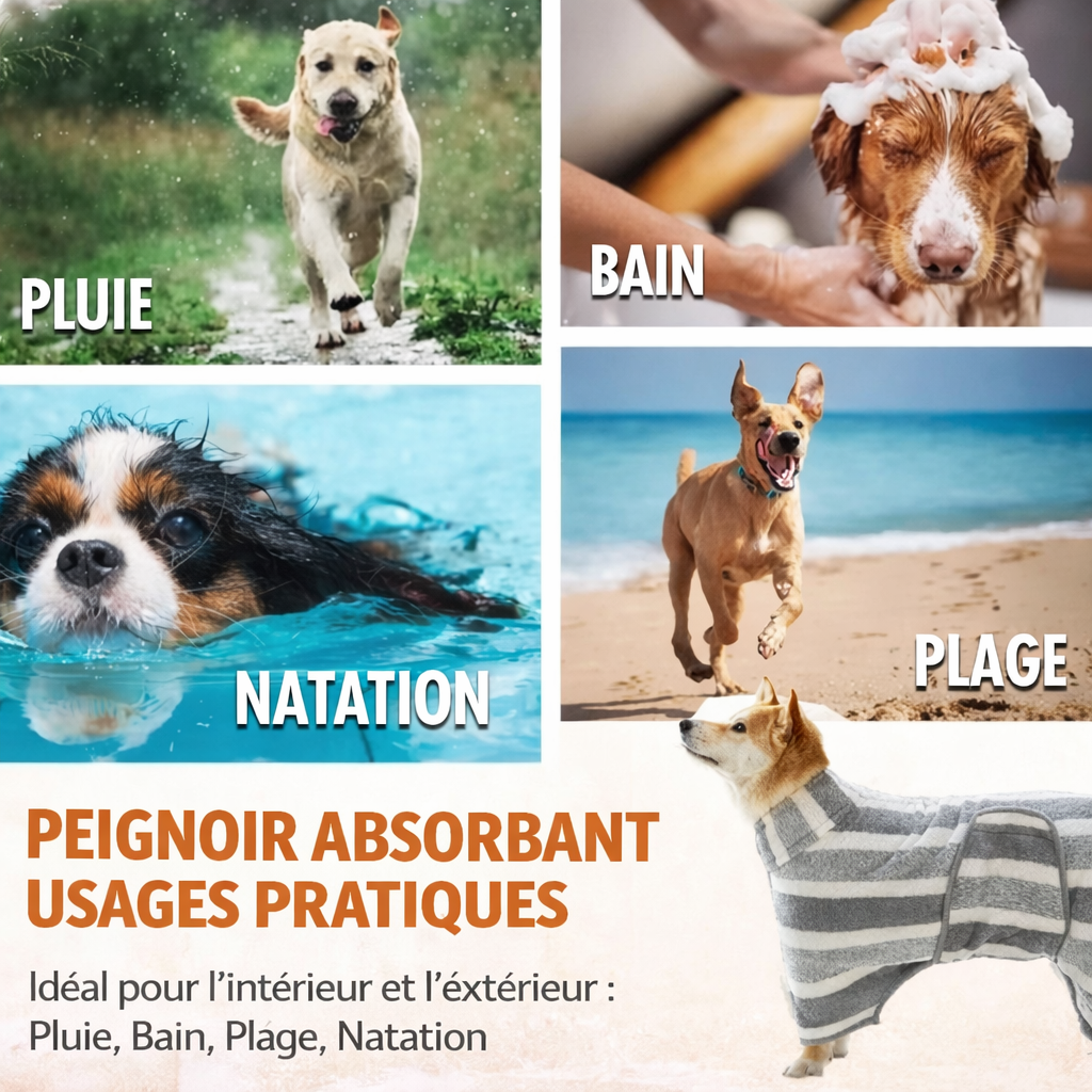 Peignoir absorbant pour chien séchage rapide | AquaCocoon™