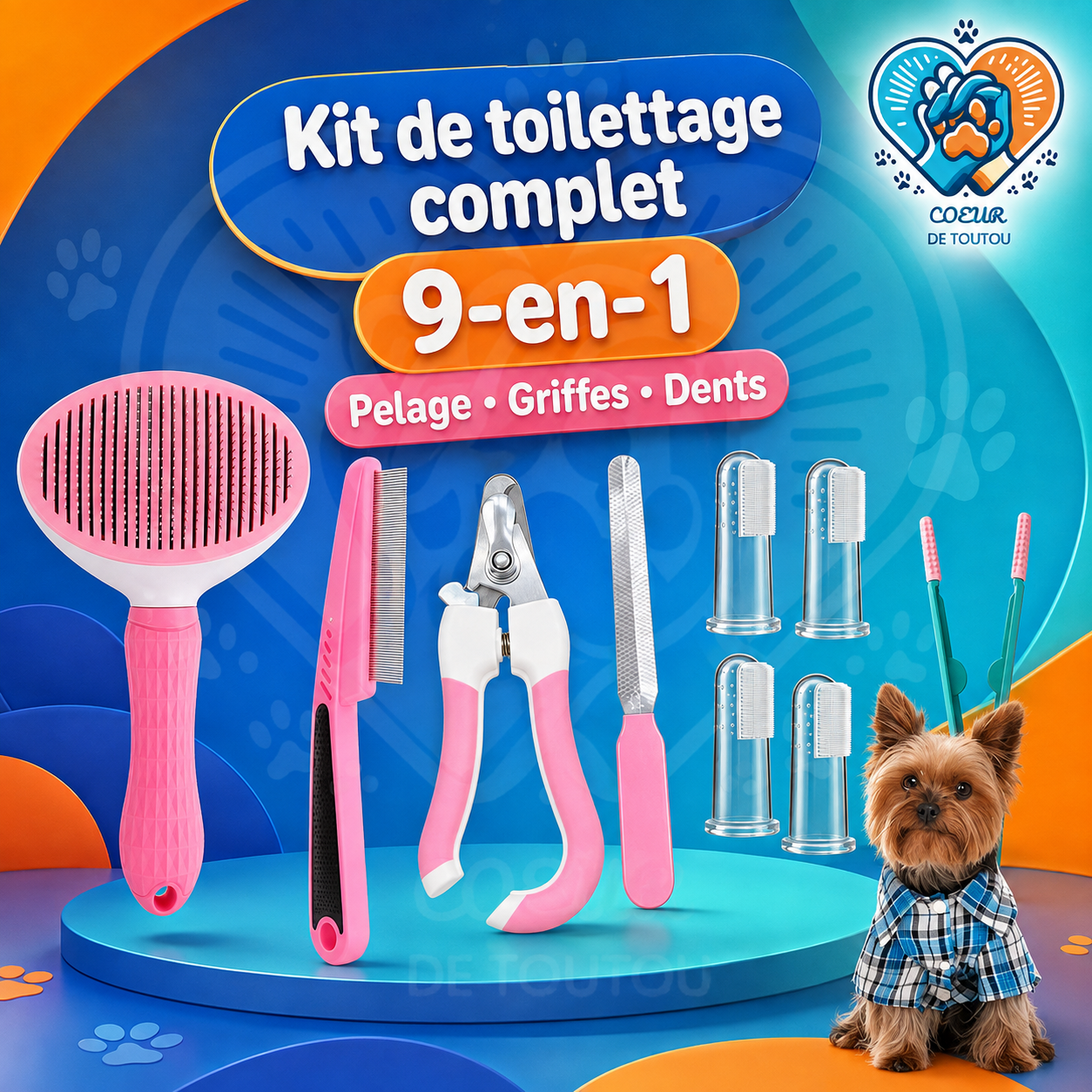 kit de toilettage complet pour chien