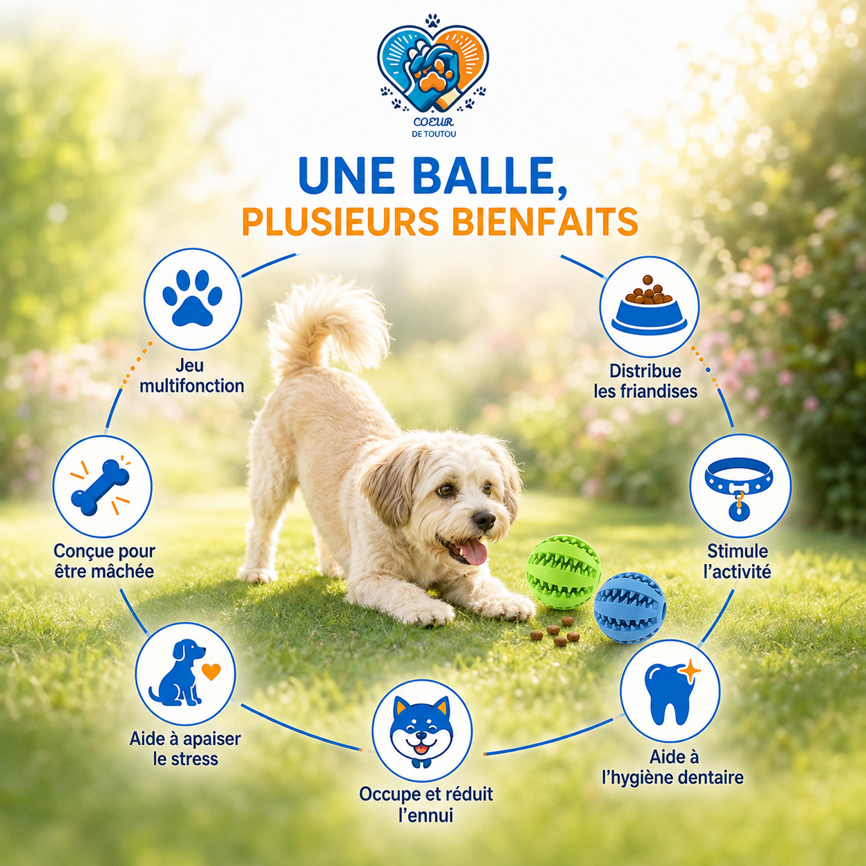 Balle à friandises pour chien GourmiBall™ | Jouet interactif