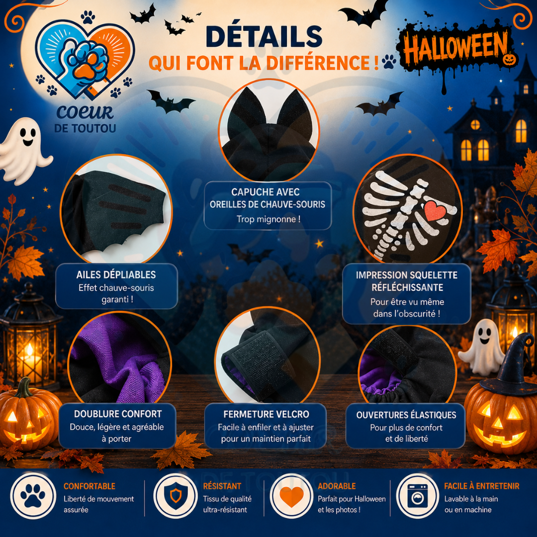 déguisement chauve souris halloween pour chien