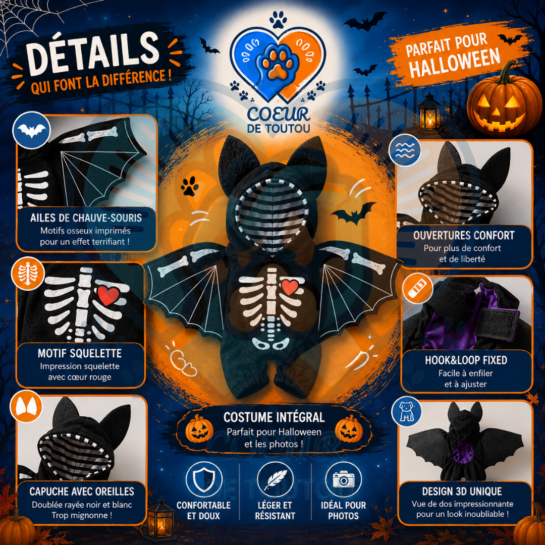 déguisement chauve souris halloween pour chien