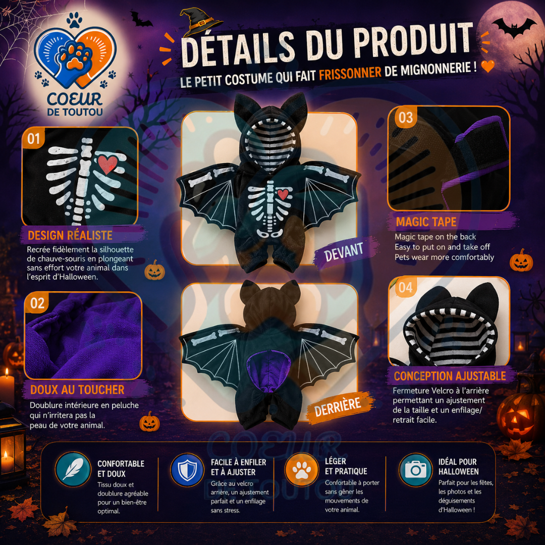 déguisement chauve souris halloween pour chien