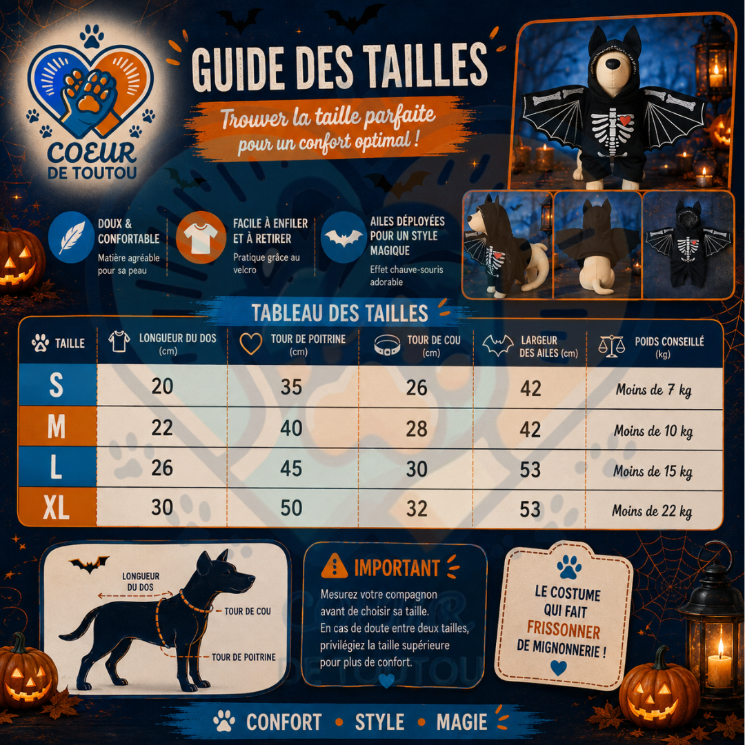 déguisement chauve souris halloween pour chien