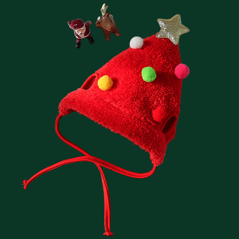 bonnet sapin rouge pour chien