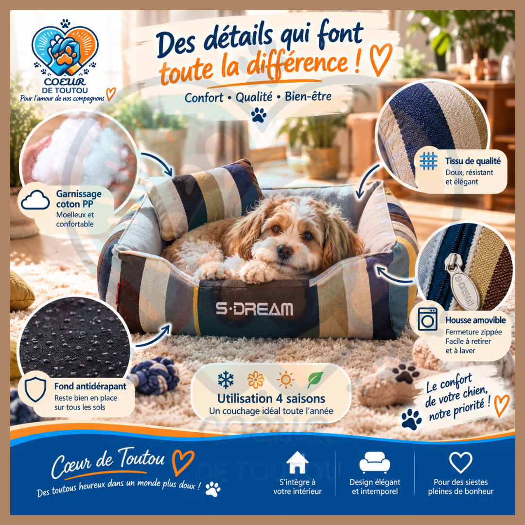 Canapé pour chien chic et déhoussable | Canapé Cabotin™