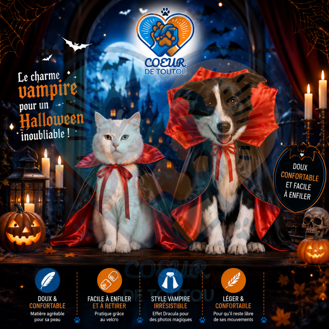 cape vampire halloween pour chien