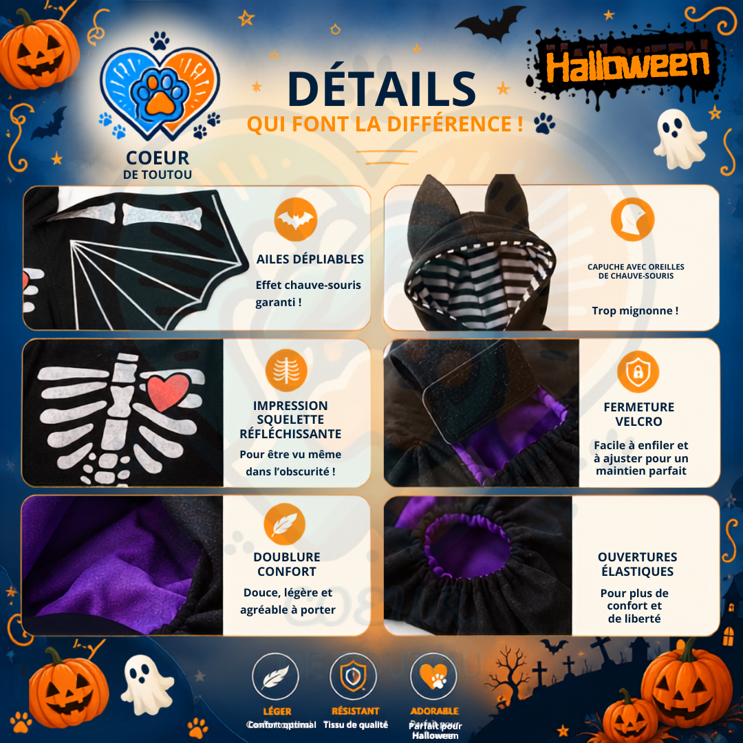déguisement chauve souris halloween pour chien