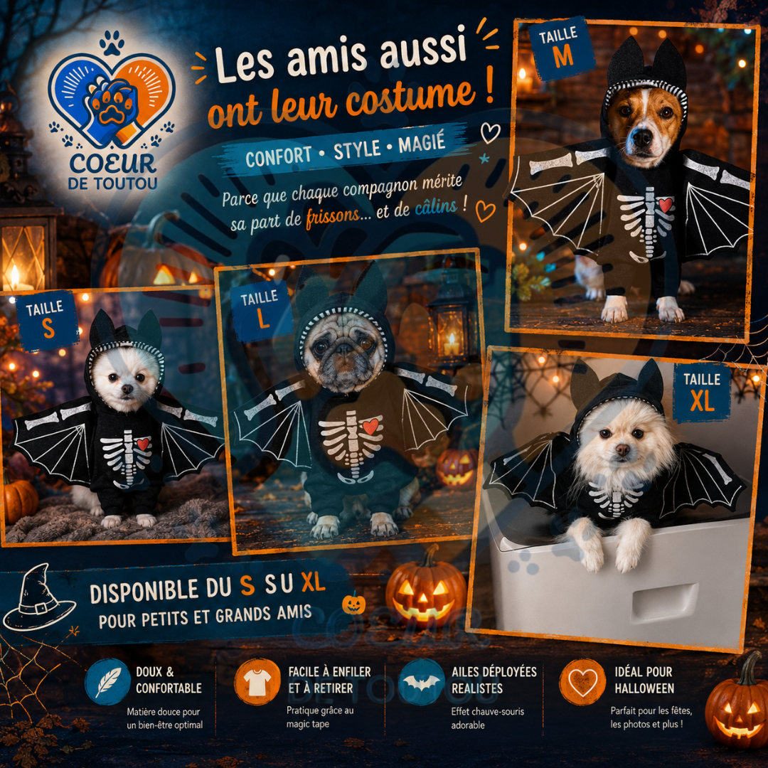 déguisement chauve souris halloween pour chien