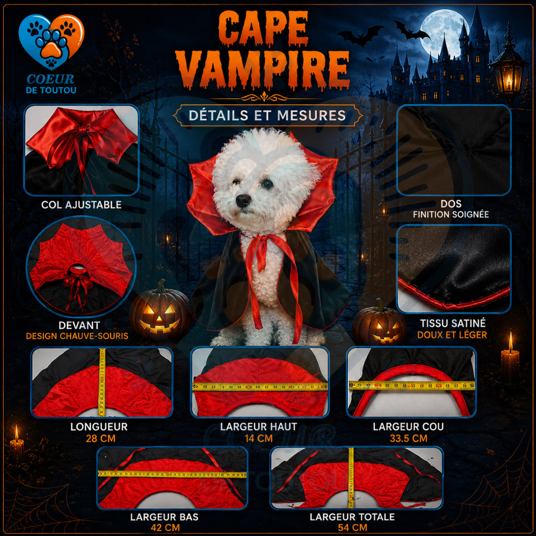 cape vampire halloween pour chien