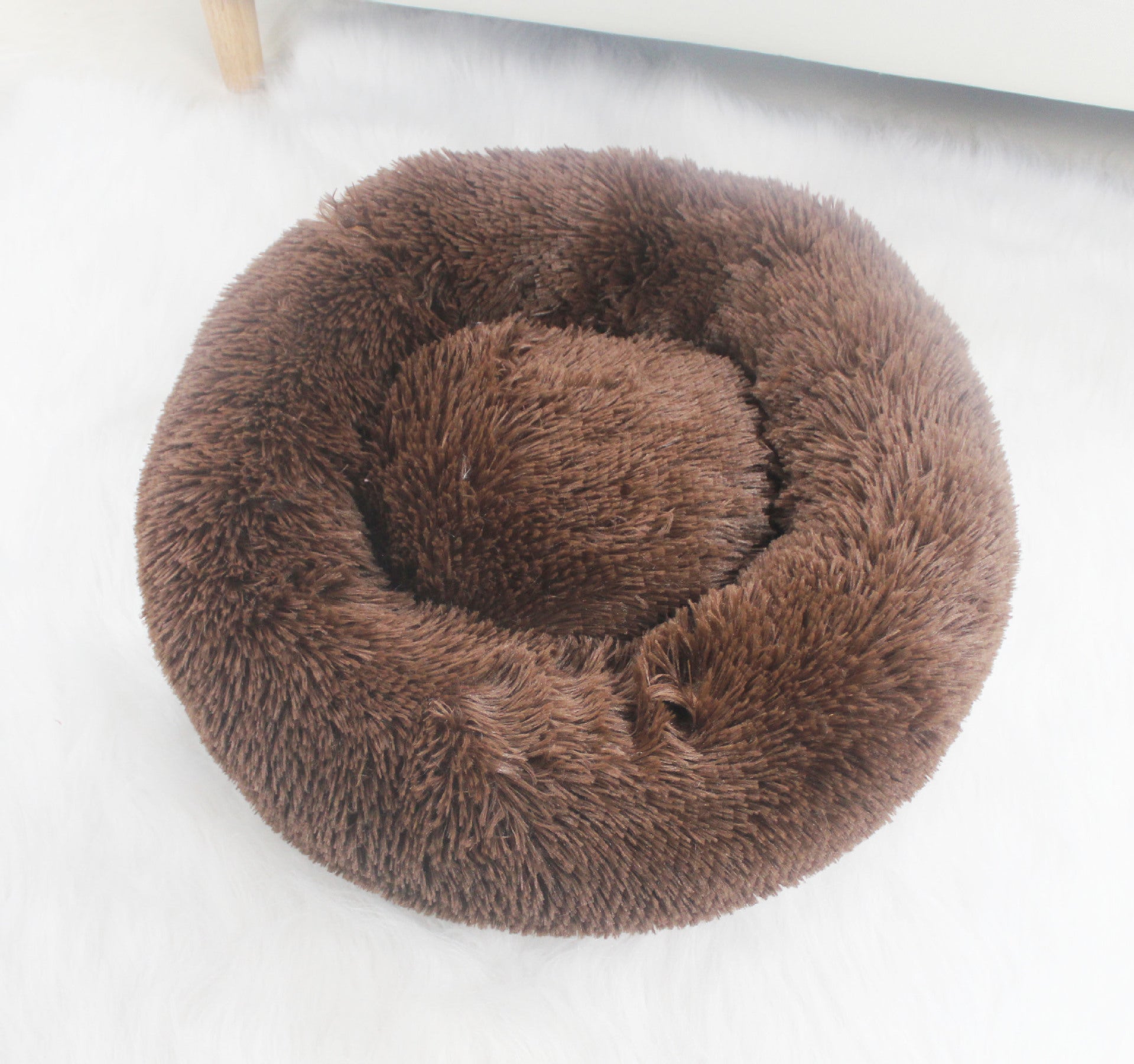 JRUI Coussin Apaisant Chien, Panier Grande Taille Dehoussable Et Lavable, Lit Pour Chien Donut (Taille Et Couleur Au Choix) S- 50cm, Marron
