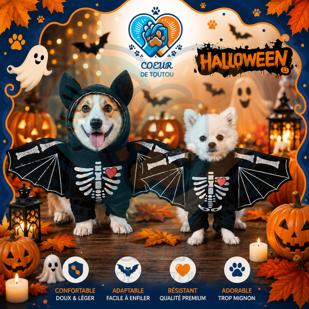 déguisement chauve souris halloween pour chien