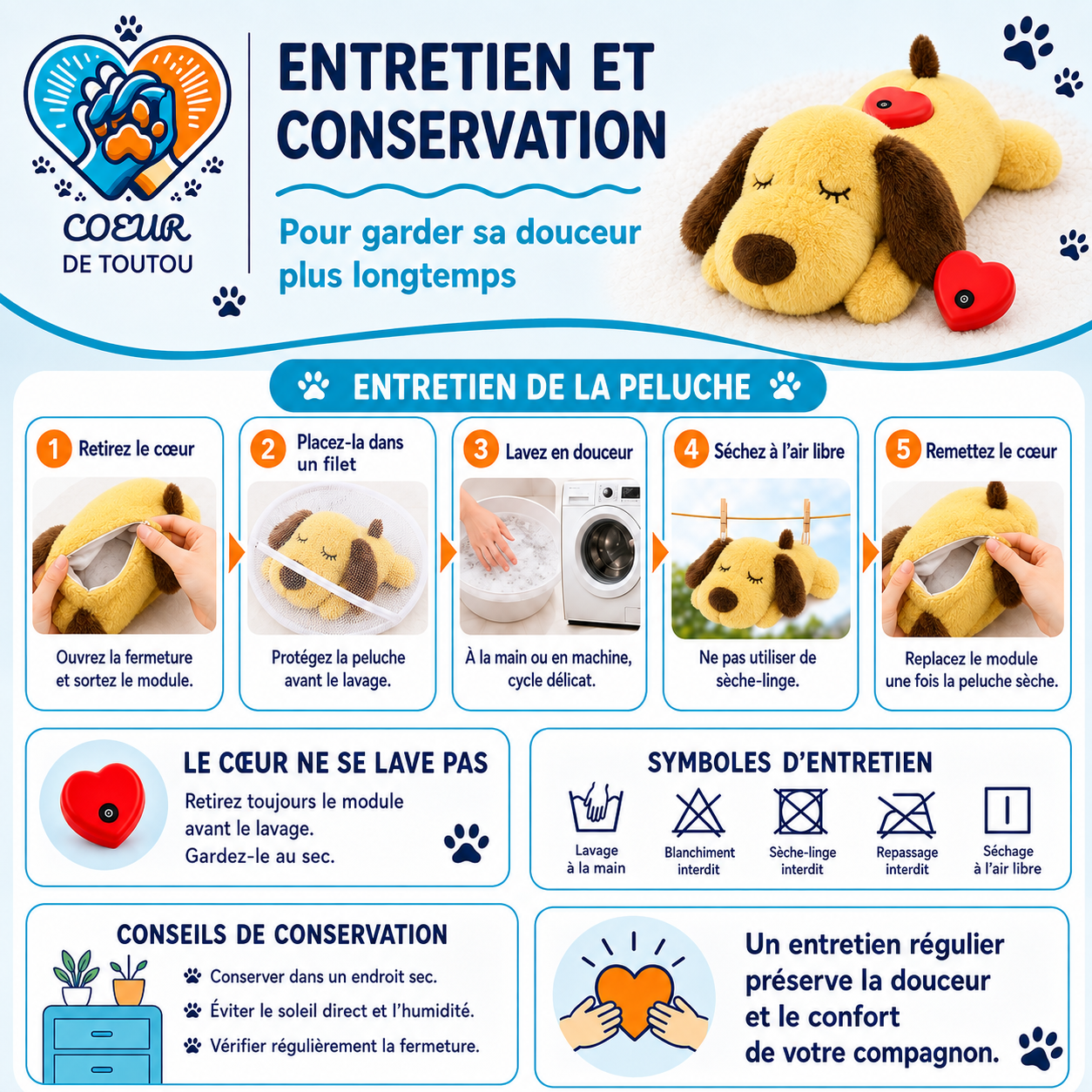Peluche apaisante à battement de cœur pour chien et chat | Cœur’Doudou™