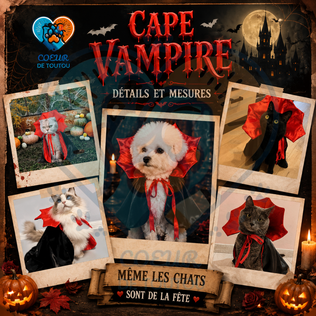 cape vampire halloween pour chien