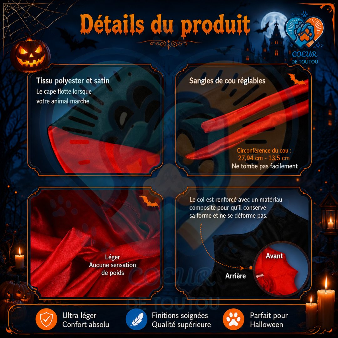 cape vampire halloween pour chien