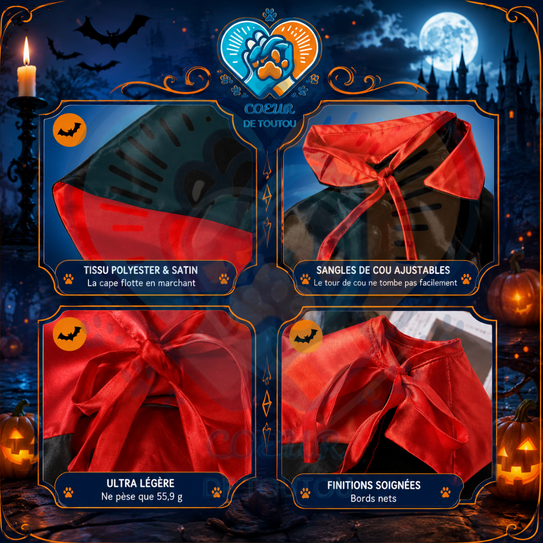cape vampire halloween pour chien