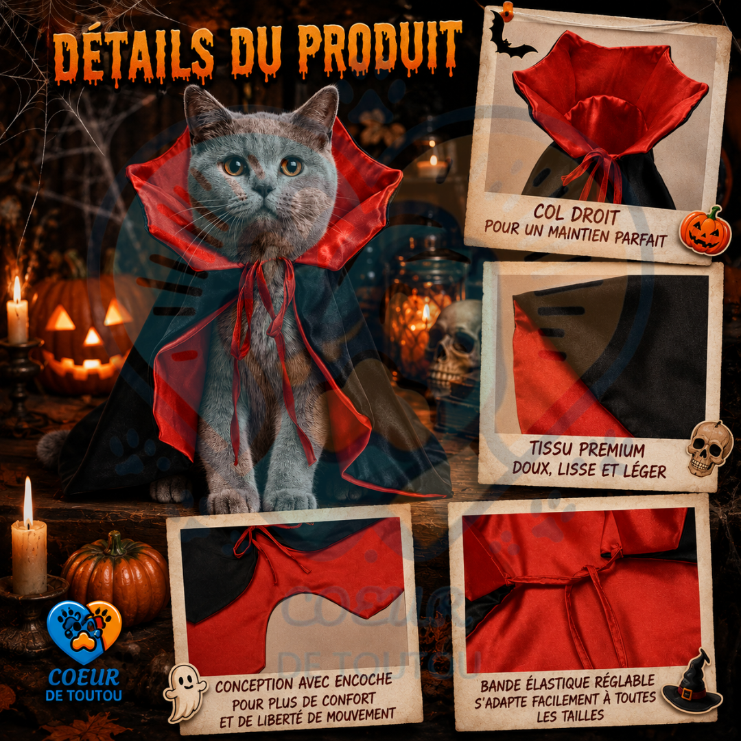 cape vampire halloween pour chien