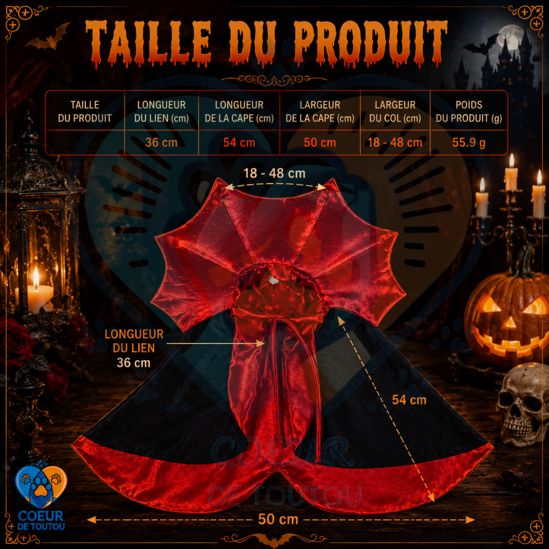 cape vampire halloween pour chien