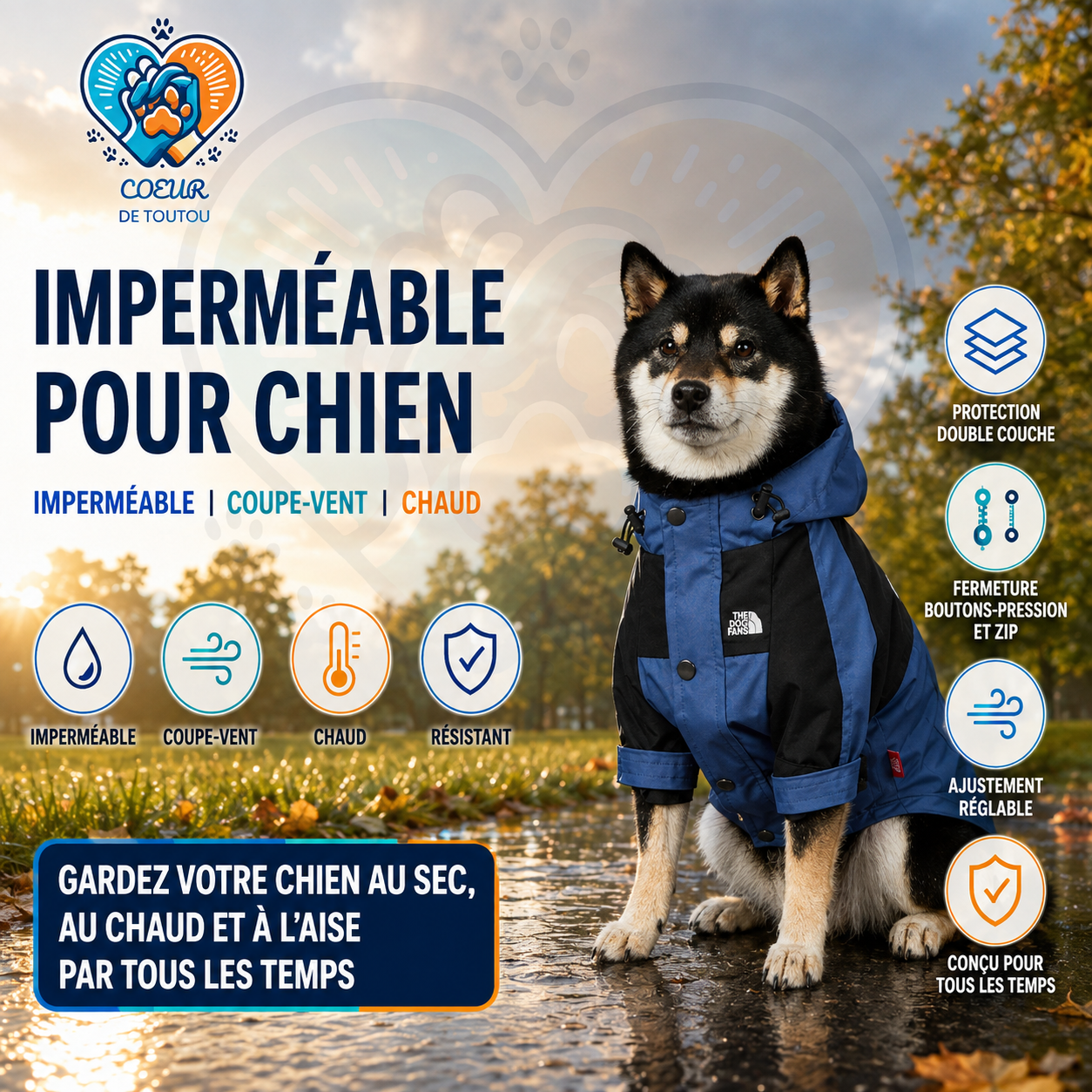 Imperméable à capuche pour chien | Pluie’Style™