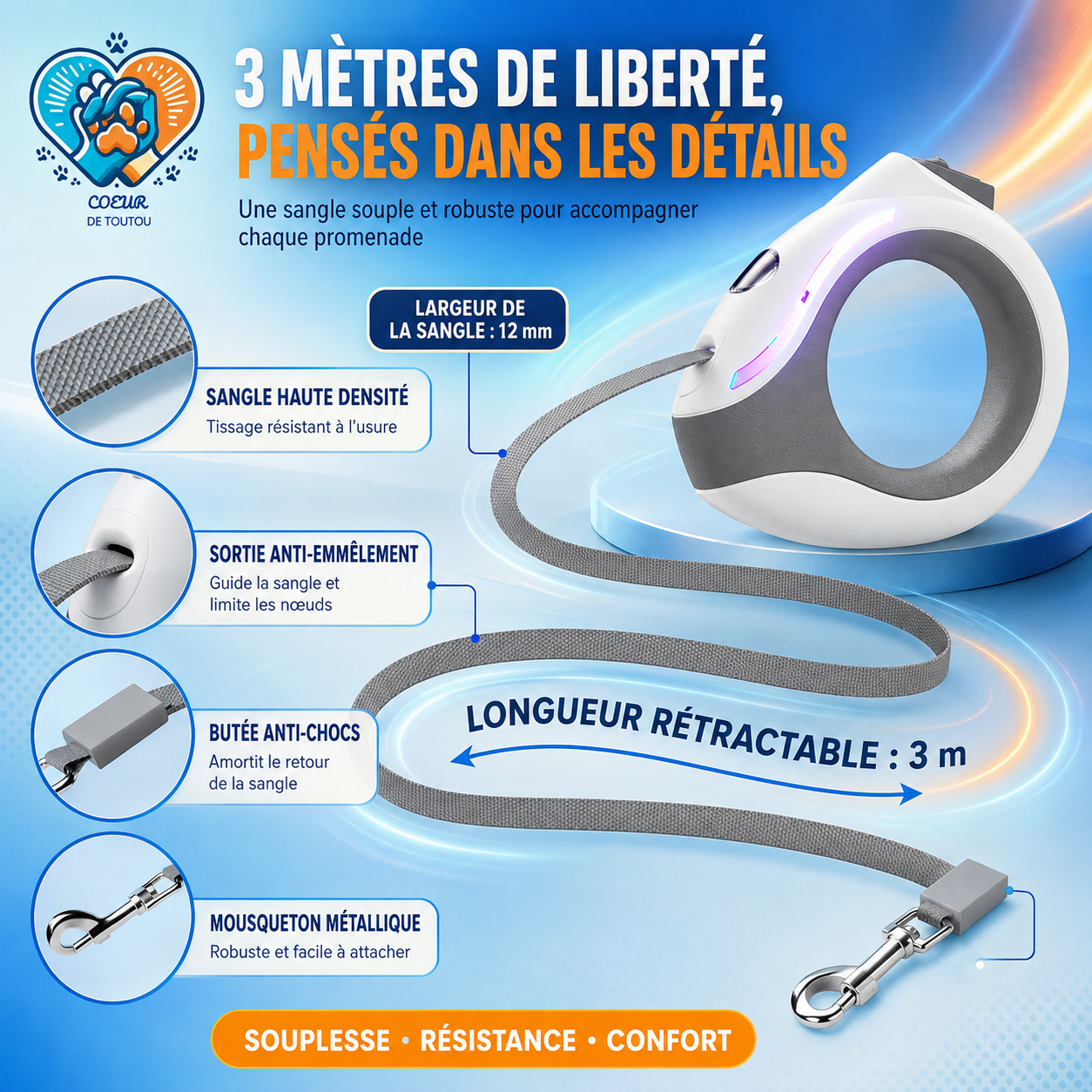 laisse retractable chien