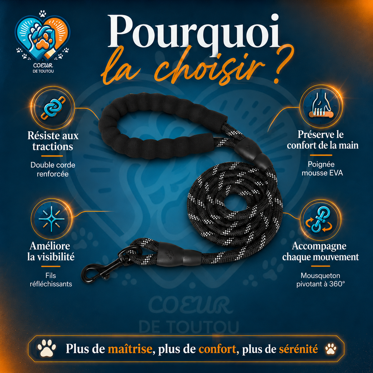 laisse reflechissante pour chien