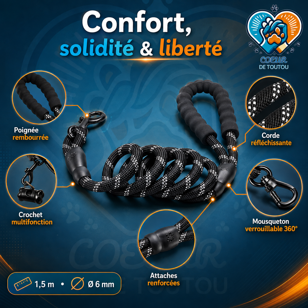 laisse reflechissante pour chien