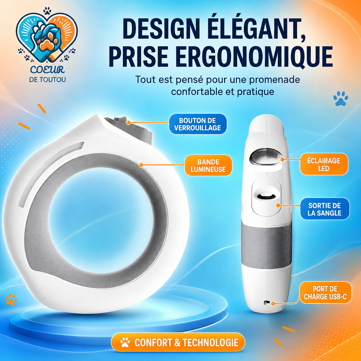 laisse retractable chien