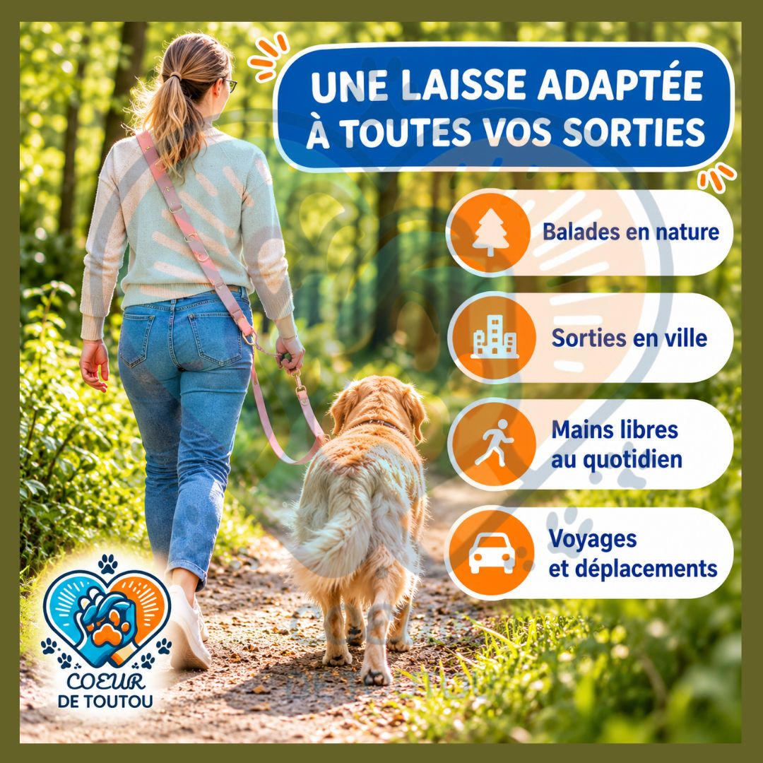 Laisse multifonction mains libres chien 2,50 m | FLEXIWALK™