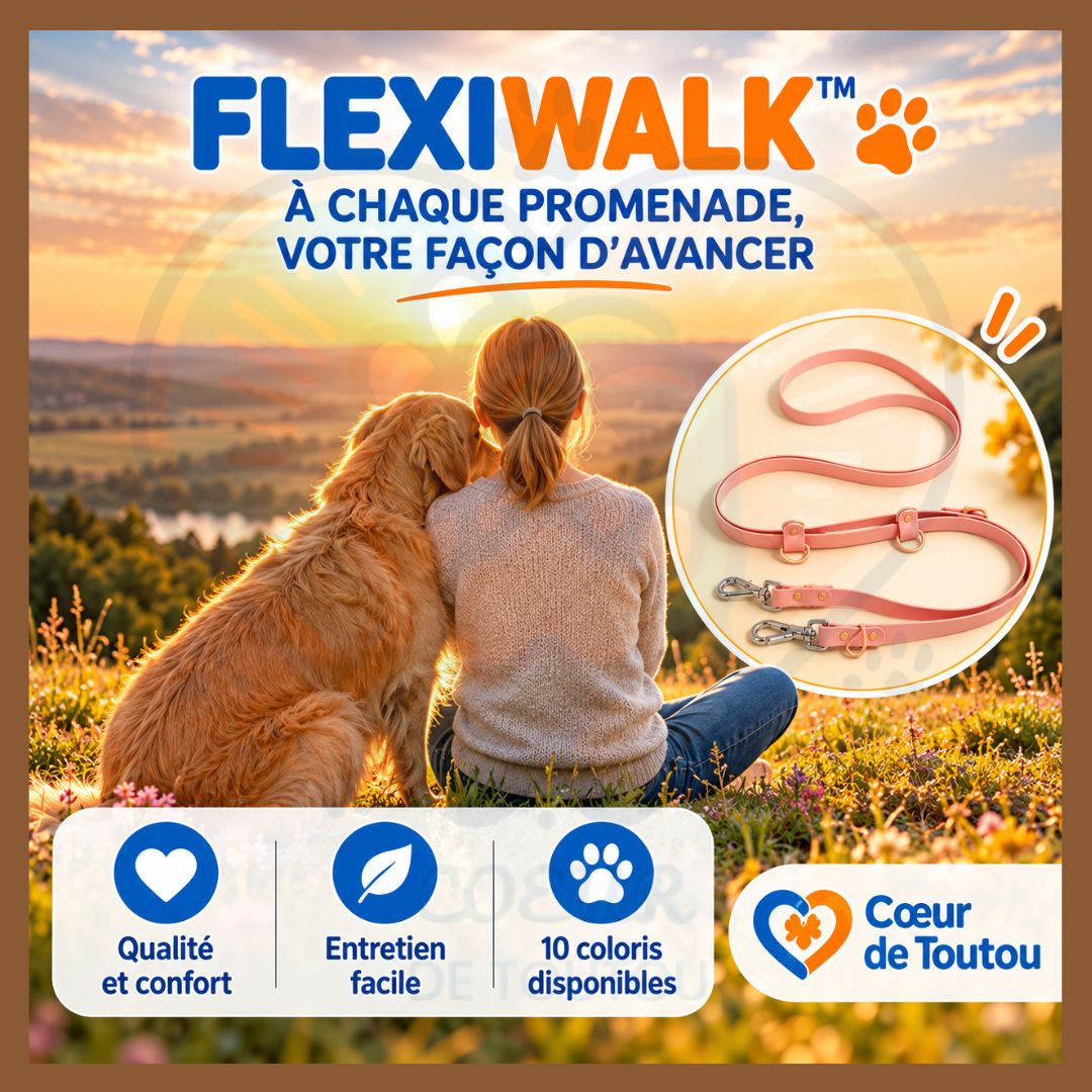 Laisse multifonction mains libres chien 2,50 m | FLEXIWALK™
