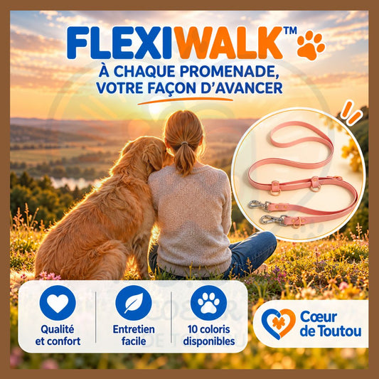 Laisse multifonction mains libres chien 2,50 m | FLEXIWALK™