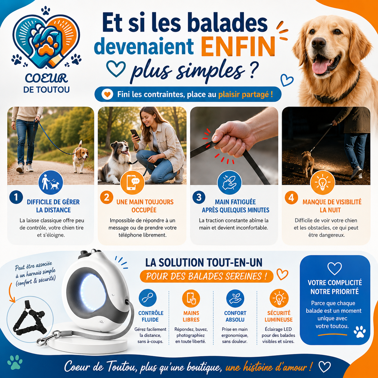 laisse retractable chien
