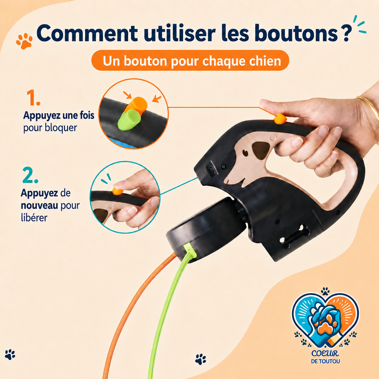 laisse enrouleur double pour chien