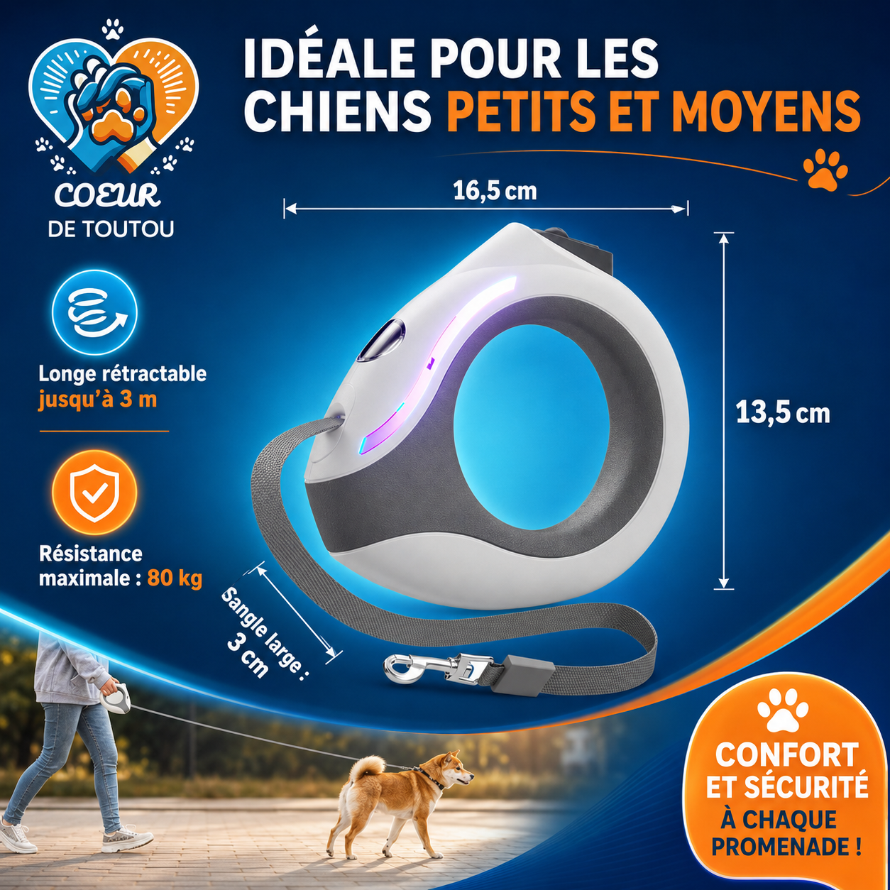 laisse retractable chien