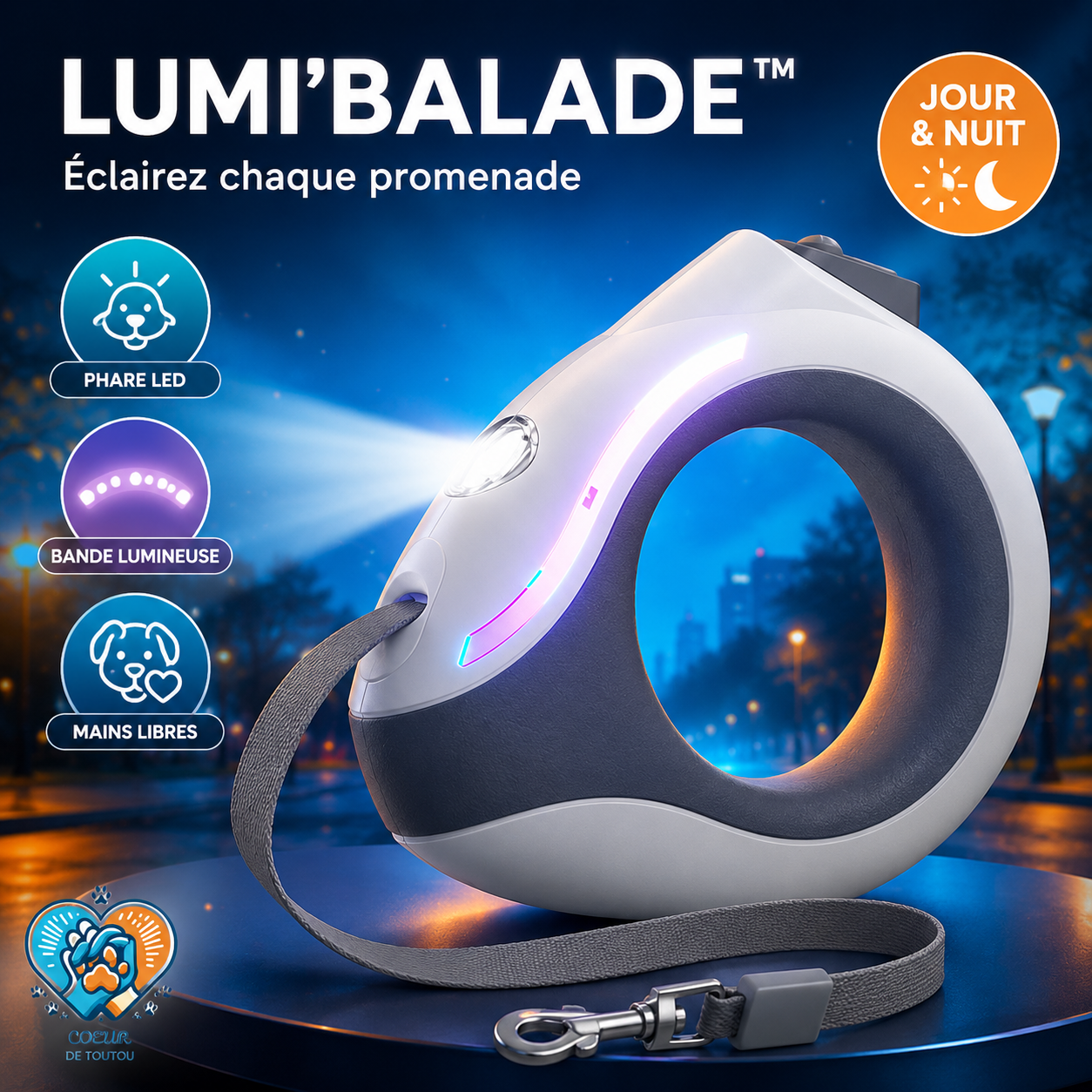 laisse retractable chien