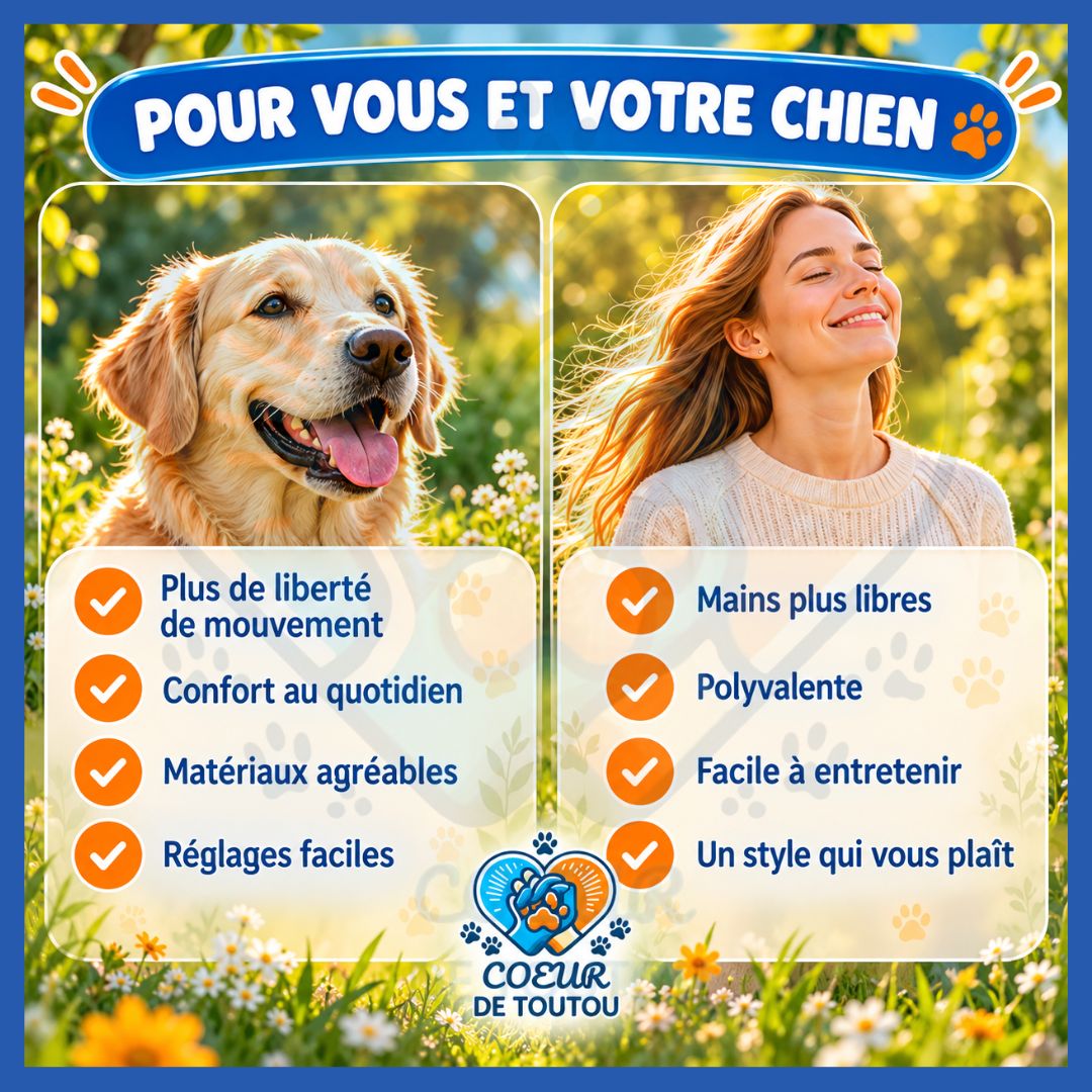 Laisse multifonction mains libres chien 2,50 m | FLEXIWALK™