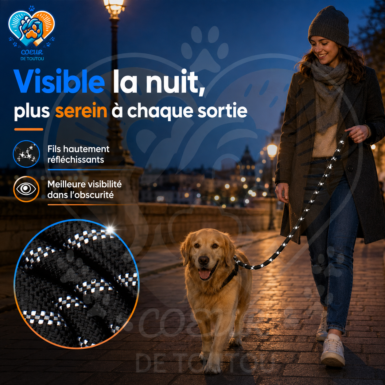 laisse reflechissante pour chien