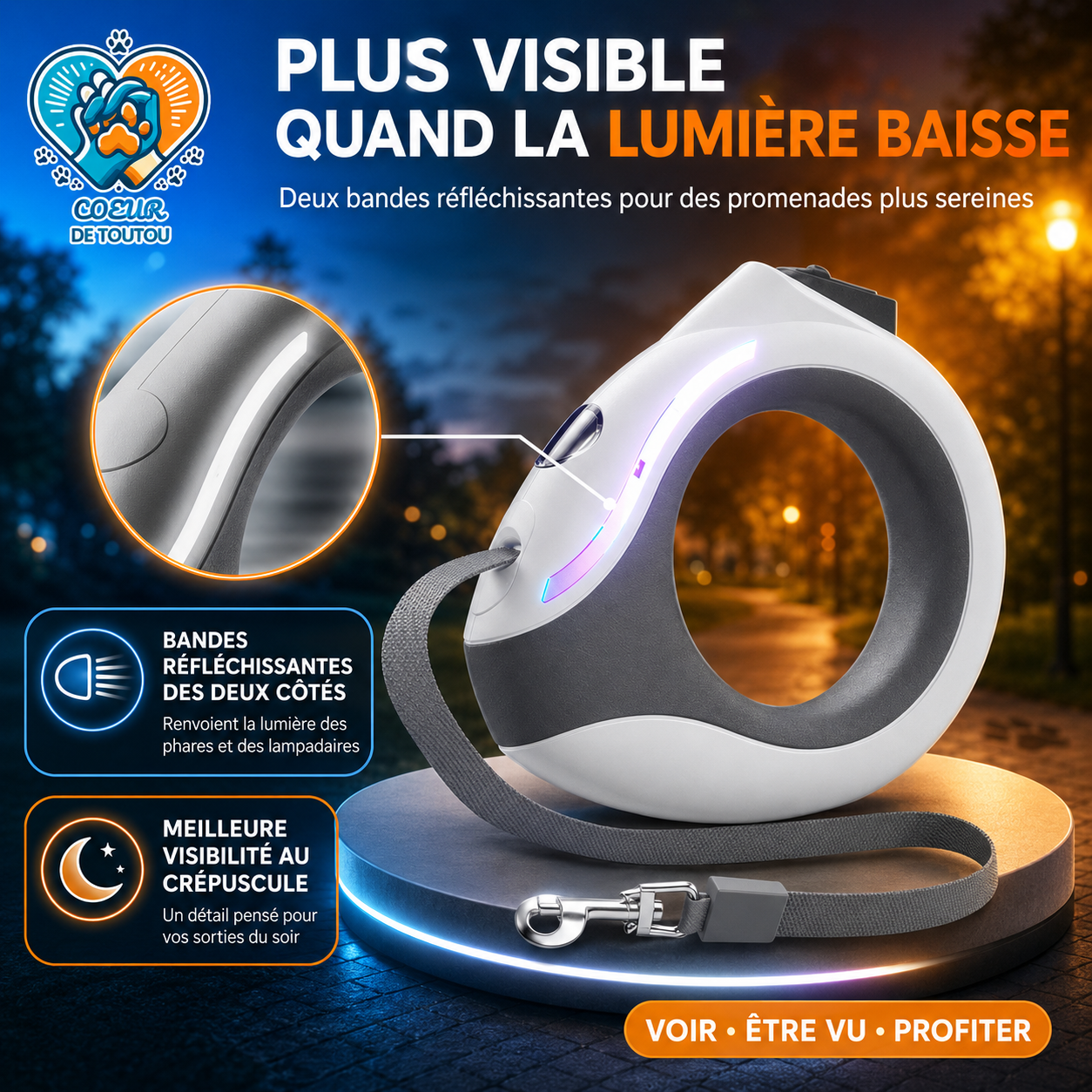 laisse retractable chien