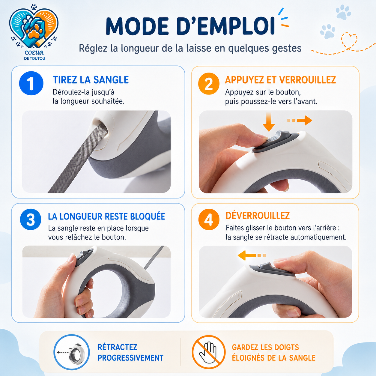 laisse retractable chien
