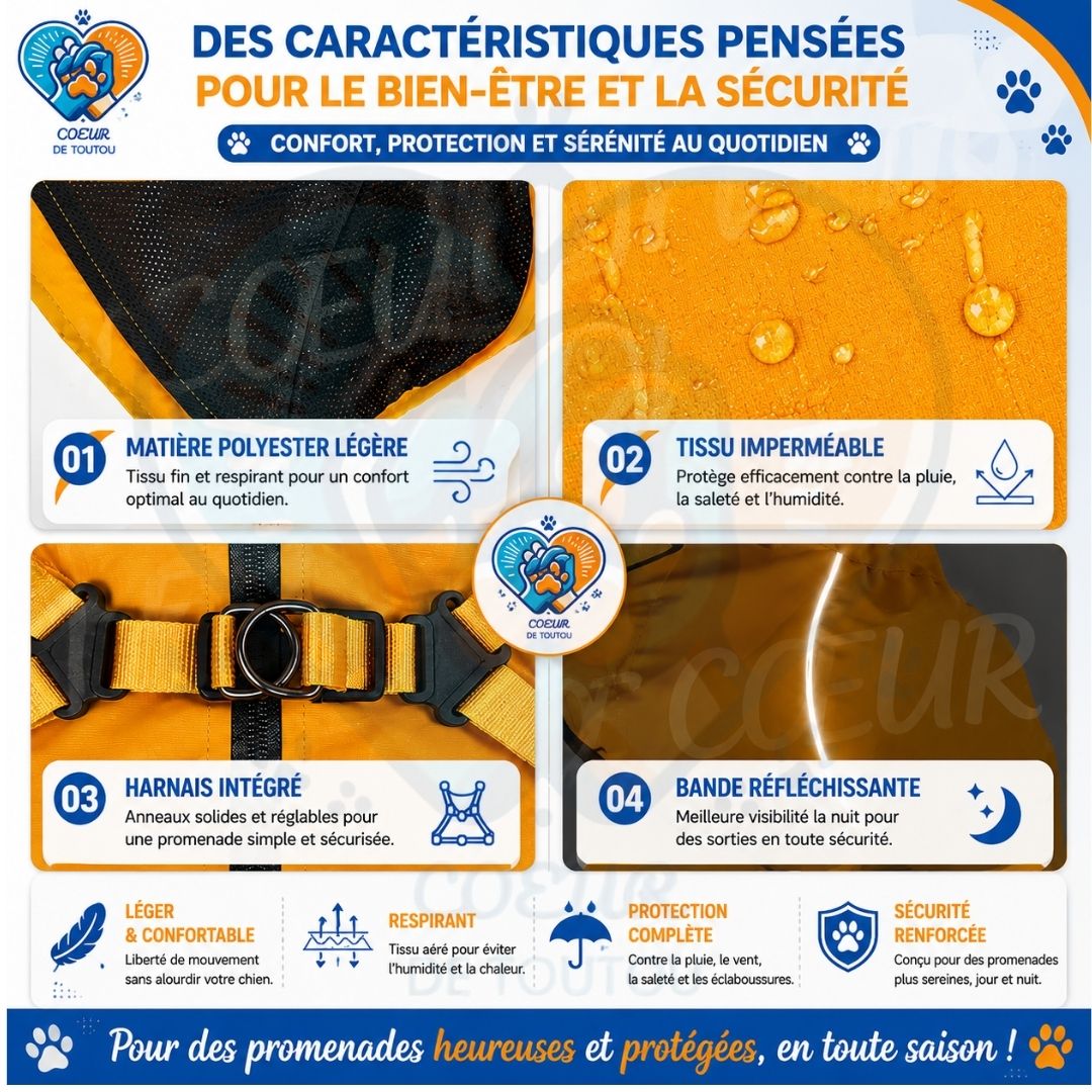 imperméable pour chien avec harnais