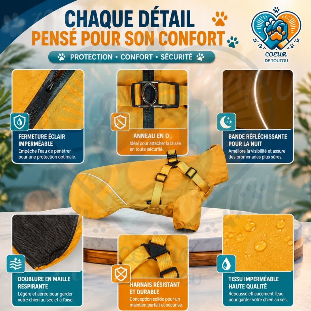 imperméable pour chien avec harnais