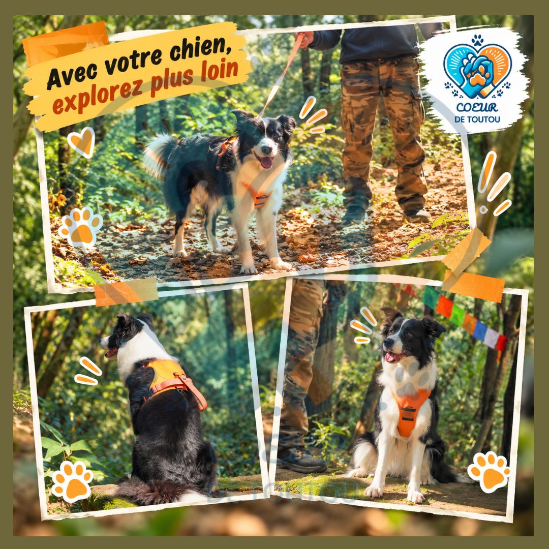 Harnais chien avec laisse rétractable intégrée | FREELINK™
