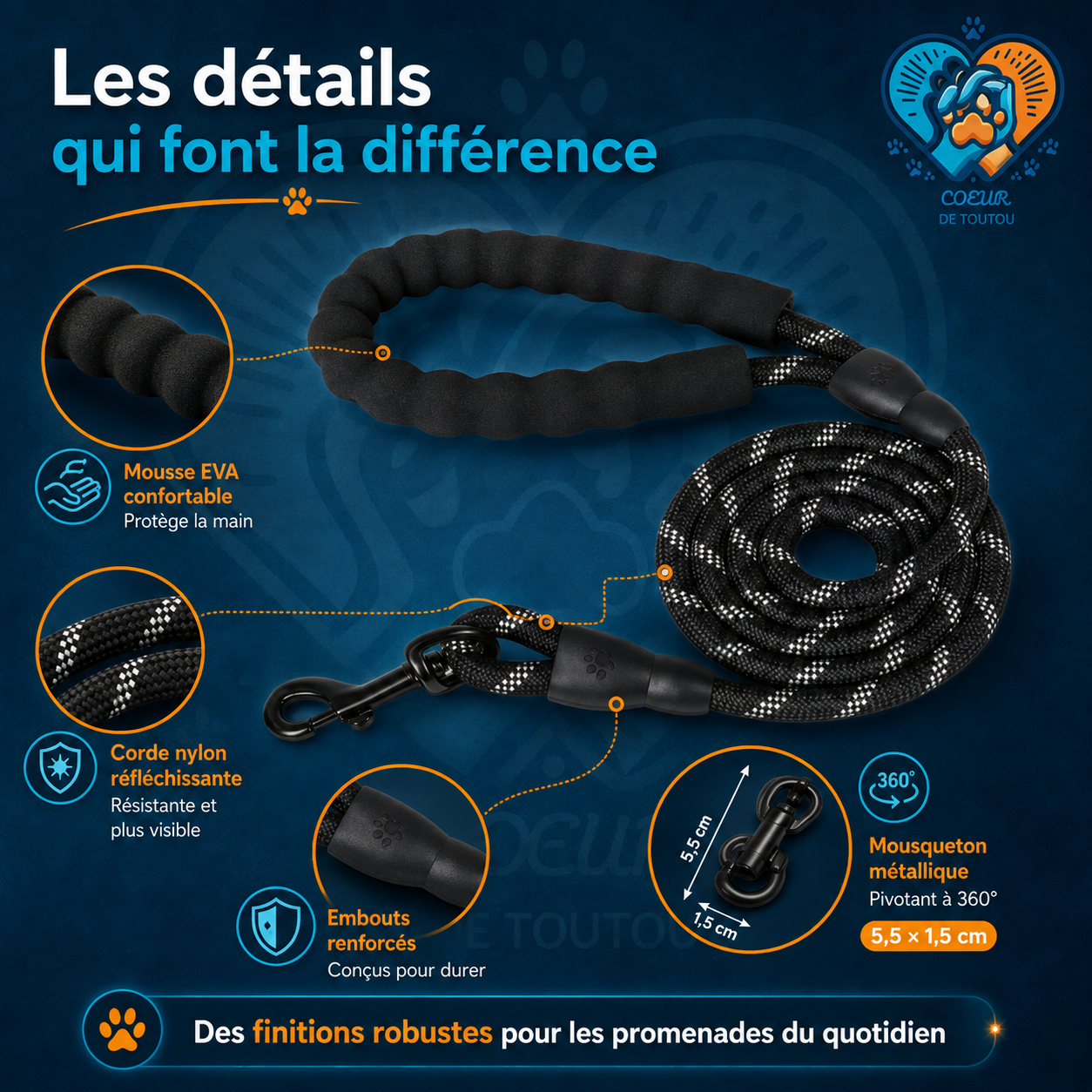 laisse reflechissante pour chien