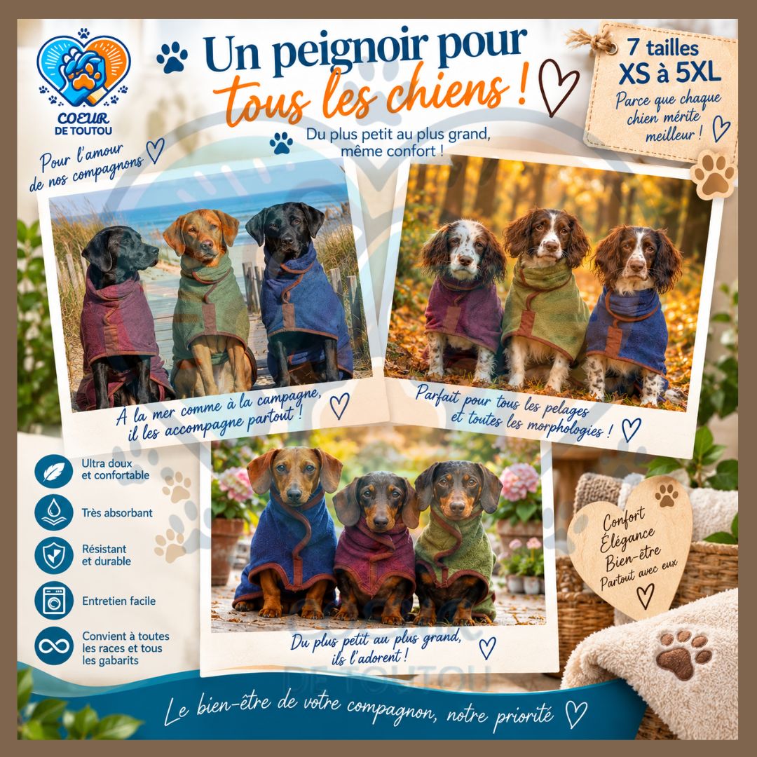 Peignoir de séchage ultra-absorbant pour chien | Noble’Dry™