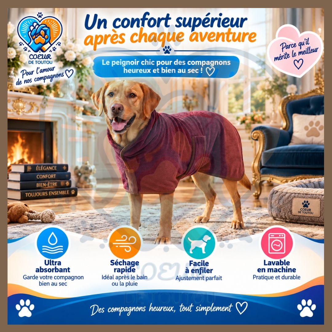 Peignoir de séchage ultra-absorbant pour chien | Noble’Dry™