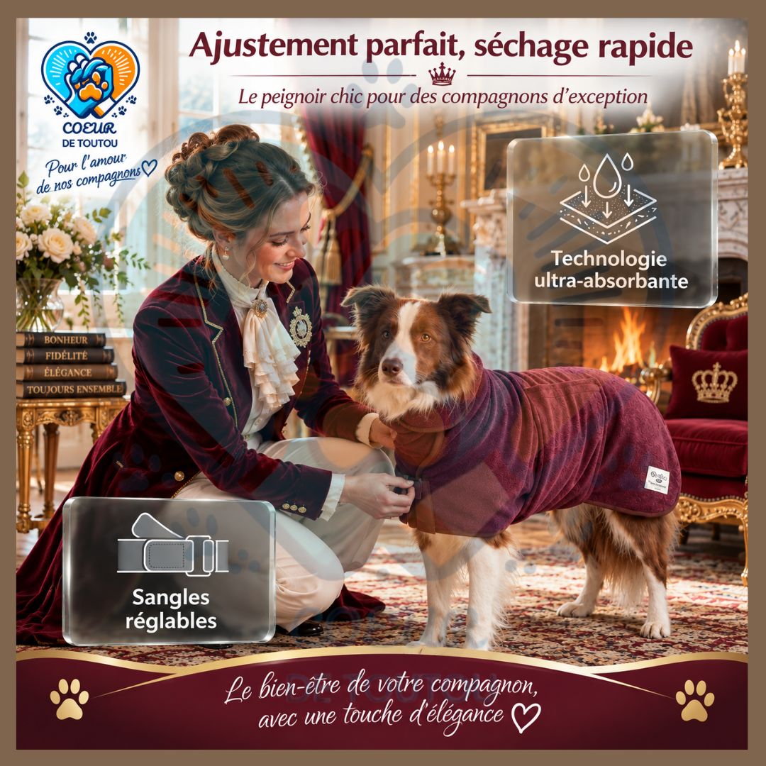 Peignoir de séchage ultra-absorbant pour chien | Noble’Dry™