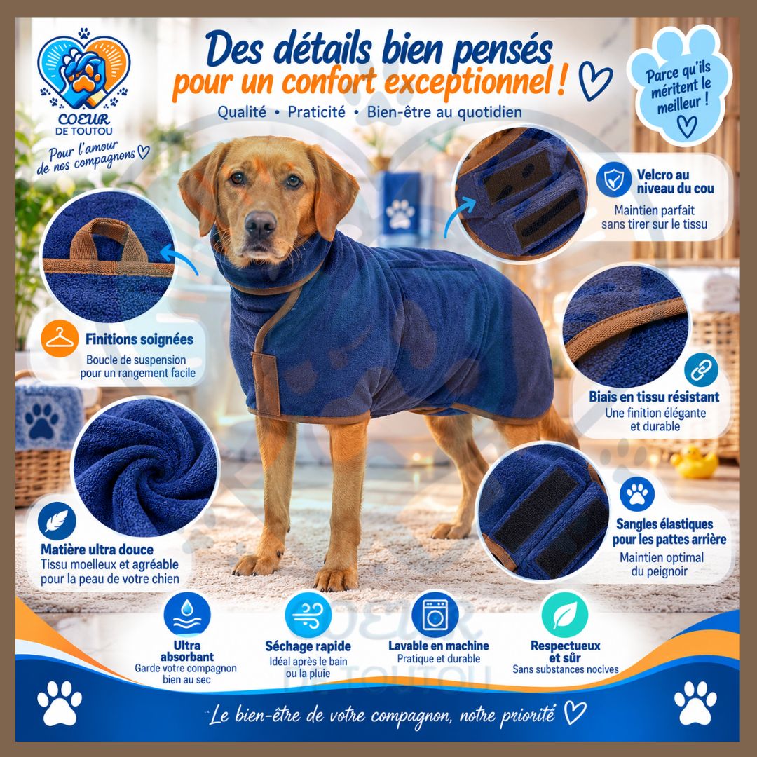 Peignoir de séchage ultra-absorbant pour chien | Noble’Dry™