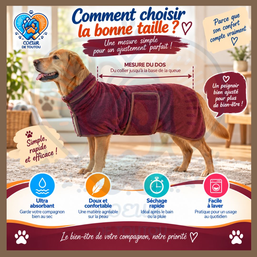 Peignoir de séchage ultra-absorbant pour chien | Noble’Dry™