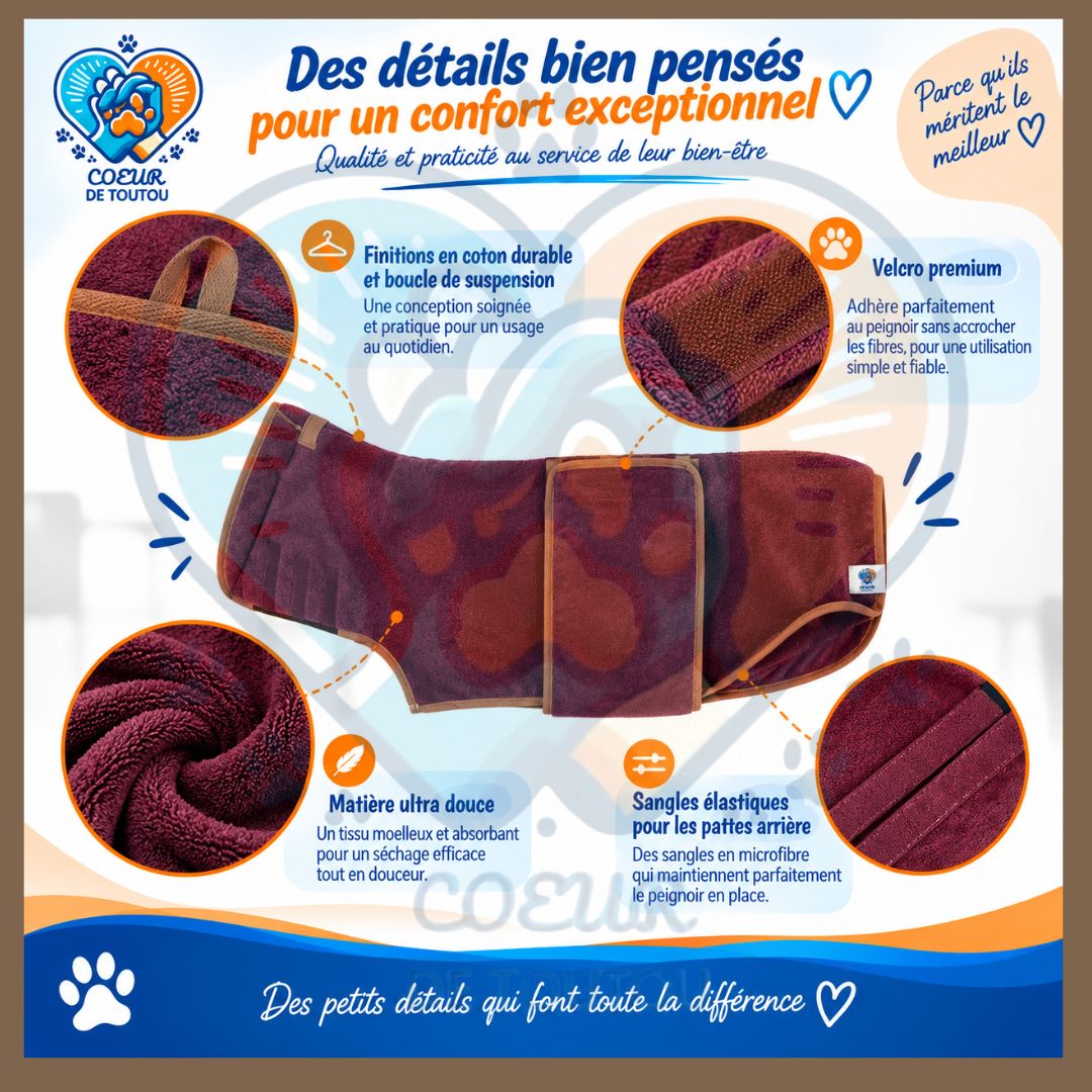 Peignoir de séchage ultra-absorbant pour chien | Noble’Dry™