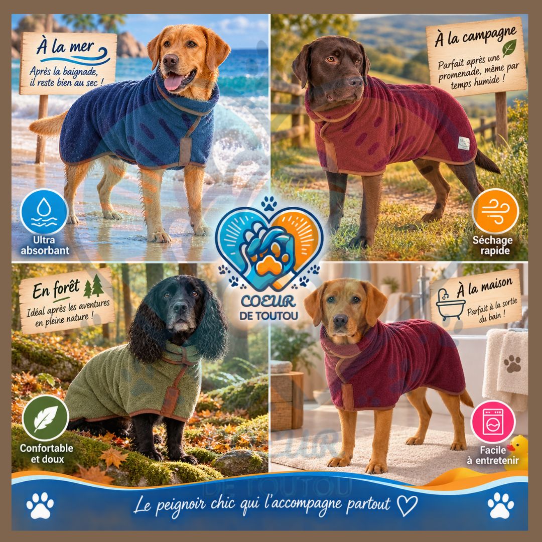 Peignoir de séchage ultra-absorbant pour chien | Noble’Dry™