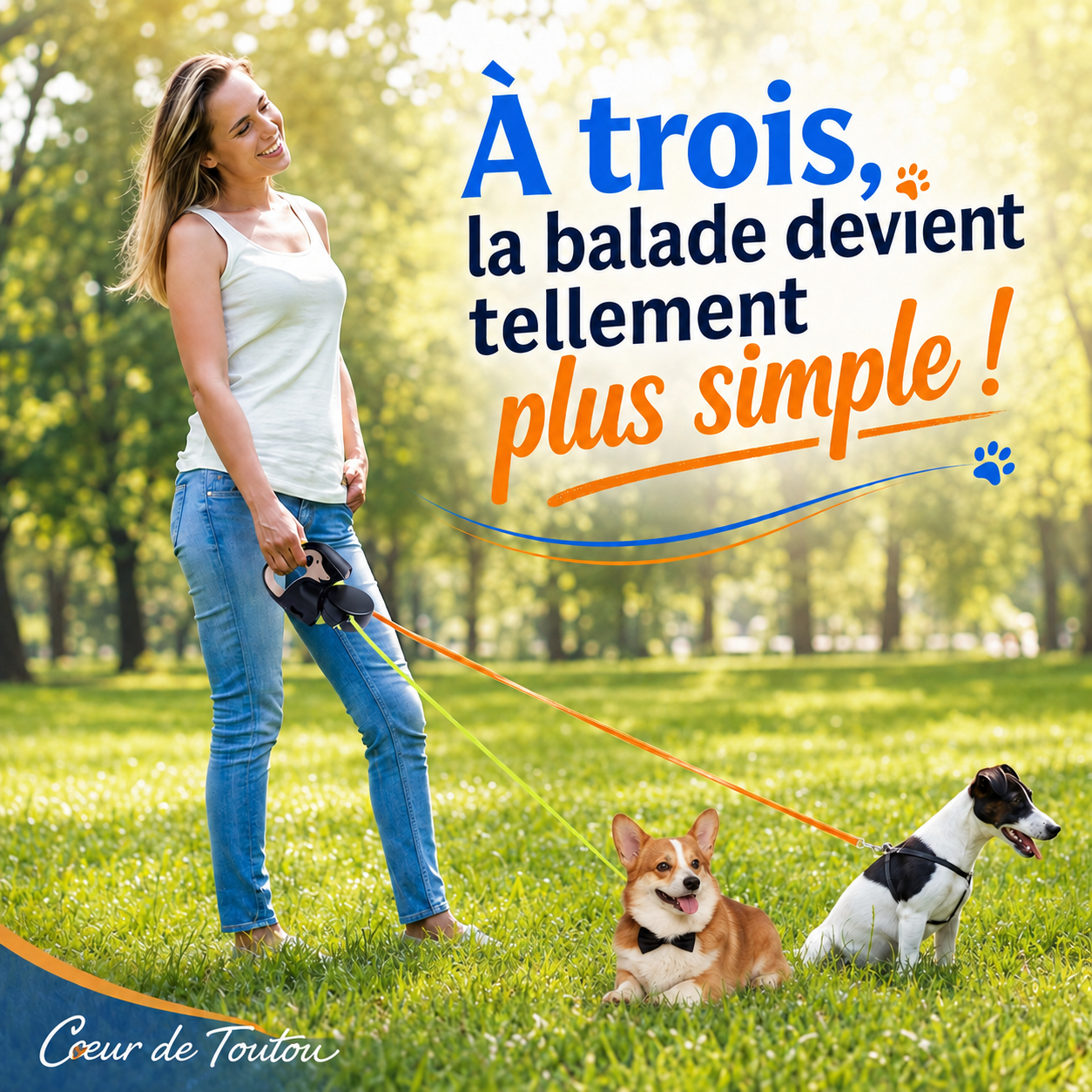 laisse enrouleur double pour chien